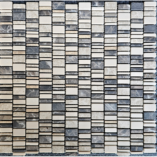 Мозаика из мрамора матовая PIX319 Cream Nova,Dark Emperador,Light  (чип произвольный) 31х30,7х0,6 см