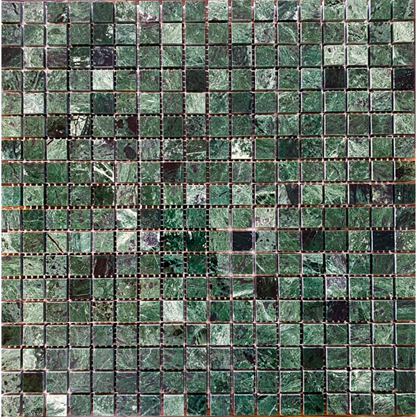 Мозаика из мрамора матовая PIX308 Spider Green Полированная (1,5x1,5) 30,5х30,5х0,4 см