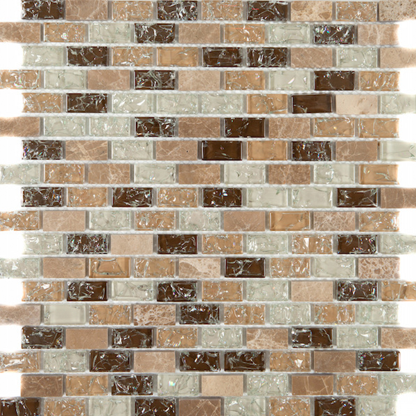 Мозаика из камня и стекла на сетке BL8602 (1,5x3,0) 30,0х30,0x0,8 см