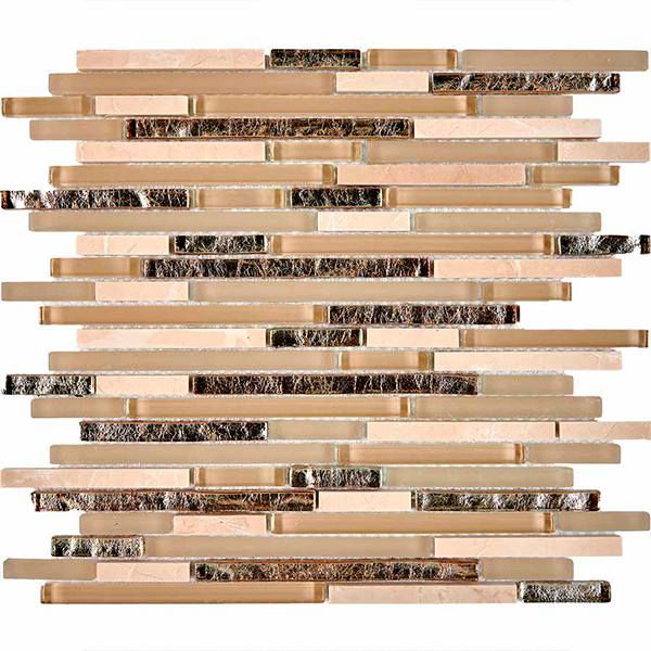 Мозаика из мрамора и стекла глянцевая PIX729 (1,0x4,8/9,8/14,8) 28,6х30х0,8 см