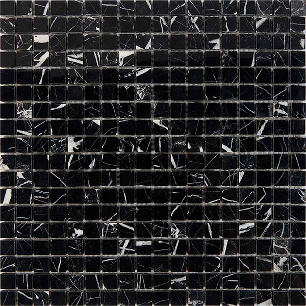 Мозаика из мрамора глянцевая PIX250 Black Majesty (1,5x1,5) 30,5х30,5х0,4 см