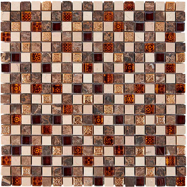 Мозаика из мрамора и стекла глянцевая и матовая PIX721 (1,5x1,5) 30х30х0,8 см