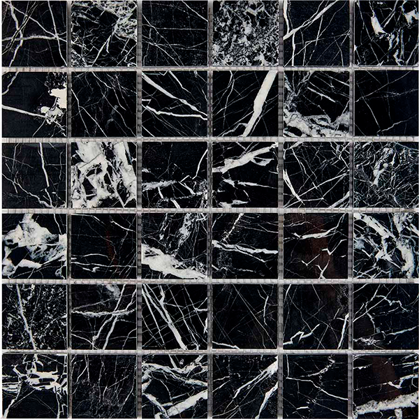 Мозаика из мрамора глянцевая PIX252 Black Majesty (4,8x4,8) 30,5х30,5х0,6 см