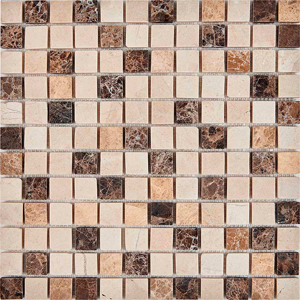Мозаика из мрамора матовая PIX272  Emperador Dark, light, Crema Nova (2,3x2,3) 30,5х30,5х0,6 см