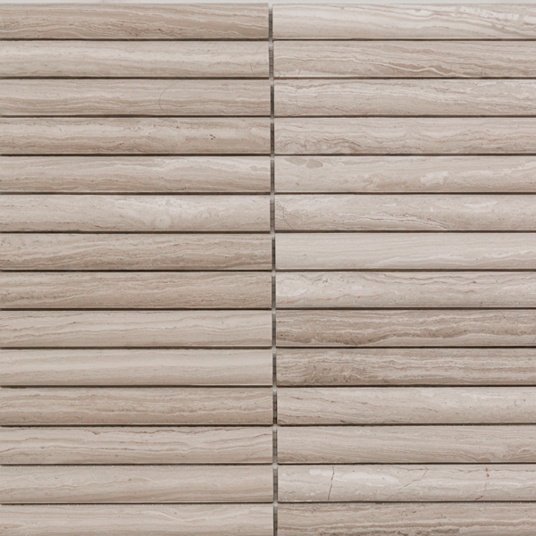 Мозаика из мрамора матовая PIX348 White Wooden, Convex (2,0x15,1) 30,0х30,5х1,2 см
