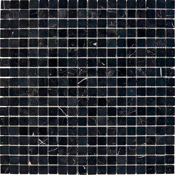 Мозаика из мрамора полированная PIX244 Nero Marquna (1,5x1,5) 30,5х30,5х0,4 см