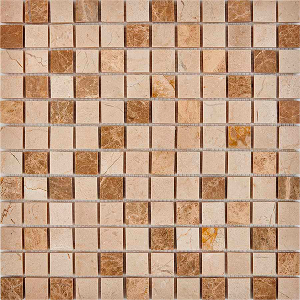Мозаика из мрамора полированная PIX274 Emperador Light, Crema Nova (2,3x2,3) 30,5х30,5х0,6 см
