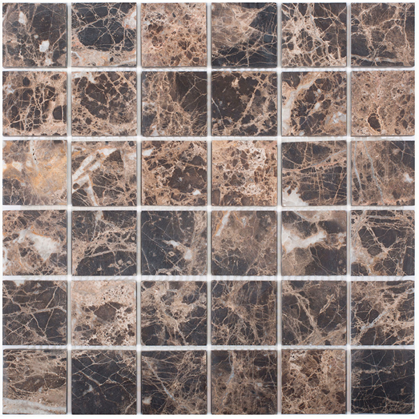 Мозаика из мрамора матовая PIX303 Dark Emperador (4,8x4,8) 30,5х30,5х0,6 см