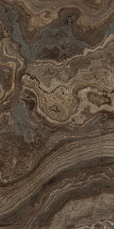 Гранит керамический RHAPSODY 117425 BROWN WAVE POLISHED RETT 60x120x0,7 см