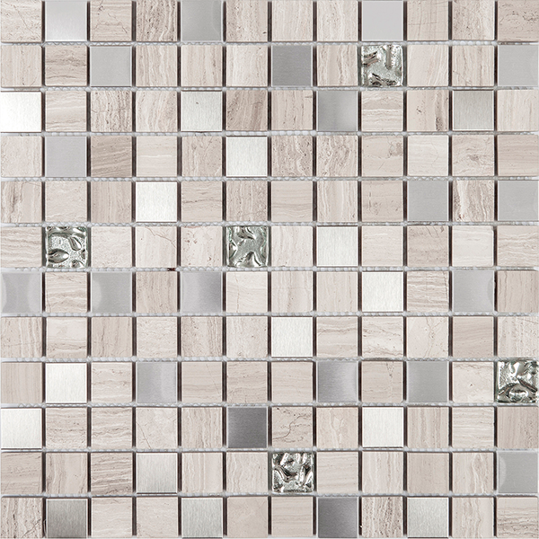 Мозаика из камня и стекла на сетке DHT19 (2,3x2,3) 30,0х30,0x0,8 см