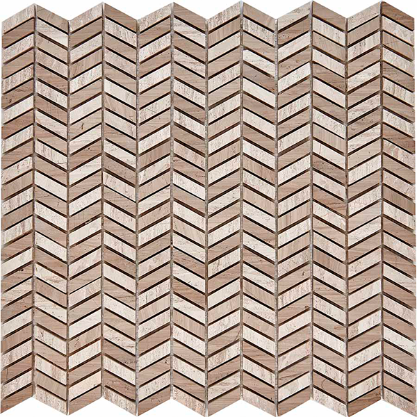 Мозаика из мрамора полированная PIX288 Shevron White Wooden, Athens Grey (2,7x1,0) 29,8х30,7х0,8 см