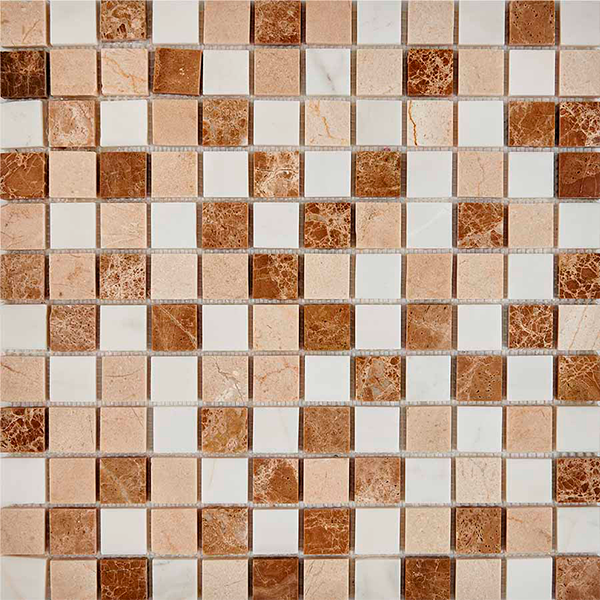Мозаика из мрамора полированная PIX278 LightImperador, Dol.Bianco, CremaNova(2,3x2,3)30,5х30,5х0,6см
