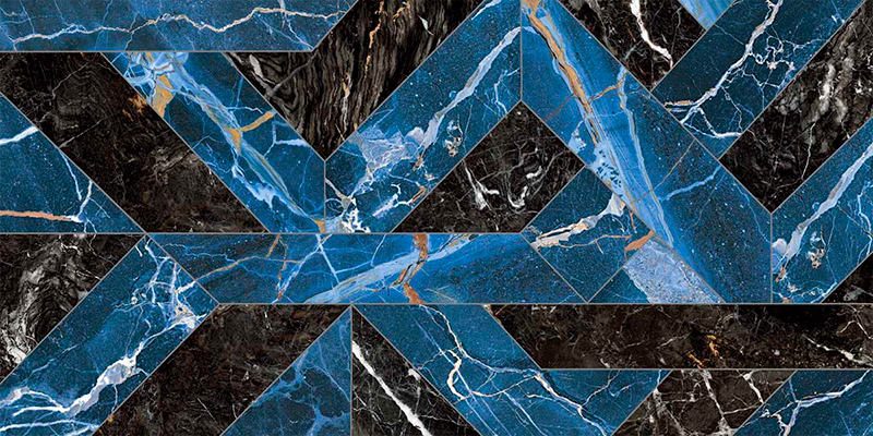 Гранит керамический RHAPSODY 118716 OUTLINE BLUE POLISHED RETT 60x120x0,7 см