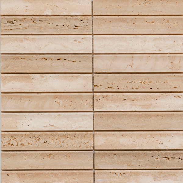 Мозаика из травертина матовая PIX343 Yellow Travertine, Concave (3,0x15,1) 30,5х31,8x1,2 см