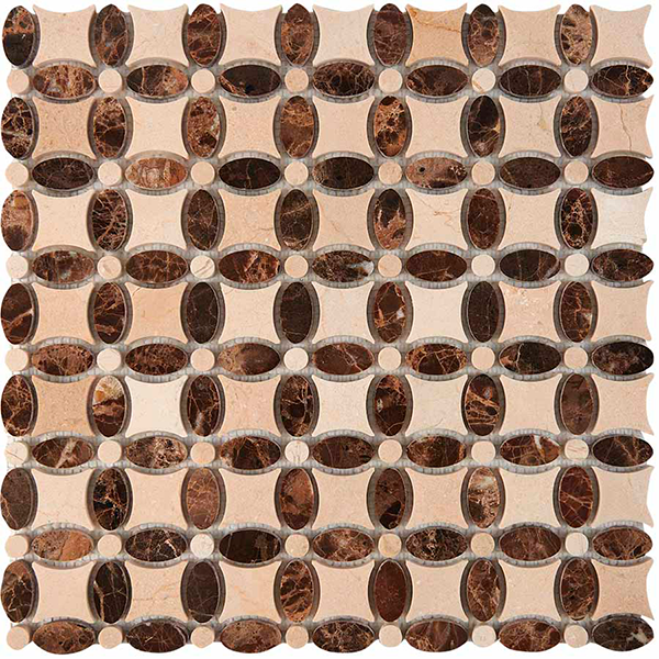 Мозаика из мрамора полированная PIX283 Cream Marfil, Dark Imperador (3,2x3,2) 33,6х33,6х0,8 см