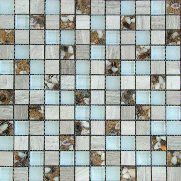 Мозаика из камня и стекла на сетке GMBN23-011 (2,3x2,3) 30,0х30,0x0,8 см