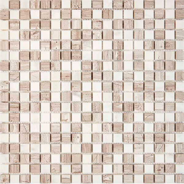 Мозаика из мрамора полированная PIX280 White Wooden, Dolomiti Bianco (1,5x1,5) 30,5х30,5х0,4 см