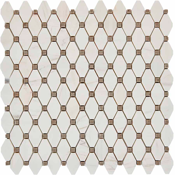 Мозаика из мрамора полированная PIX284 Bianco Dolomite, Cinderella Grey (3,9x2,4) 28,6х29,5х0,8 см
