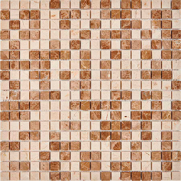 Мозаика из мрамора полированная PIX273 Emperador light, Crema Nova (1,5x1,5) 30,5х30,5х0,4 см