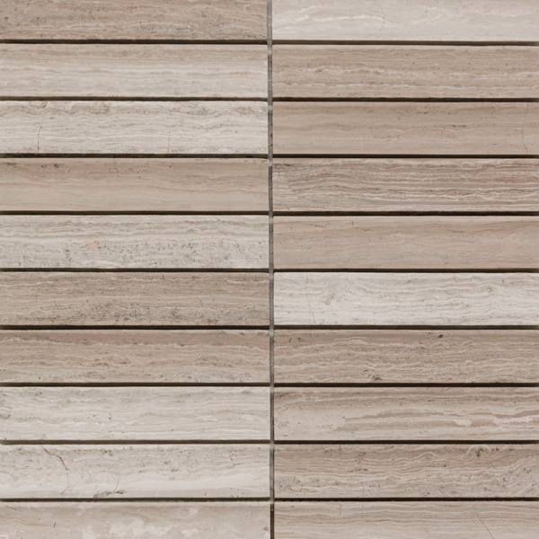 Мозаика из мрамора матовая PIX347 White Wooden, Concave (3,0x15,1) 30,5х31,8х1,2 см