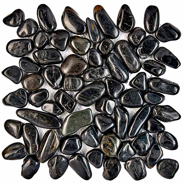 Мозаика из гальки глянцевая PIX264 Blaсk Stone (чип произвольный) 30,5х30,5 см