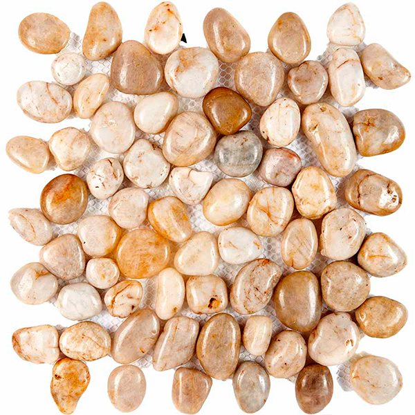 Мозаика из гальки глянцевая PIX267 White Stone (чип произвольный) 30,5х30,5 см