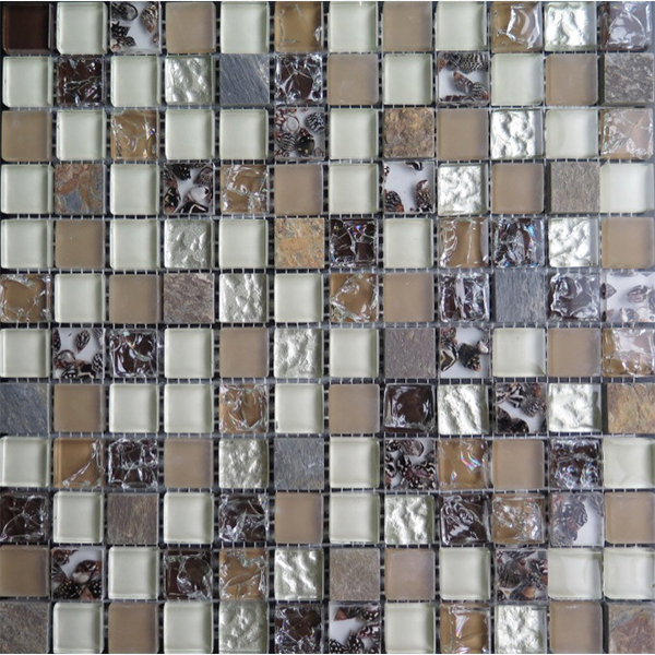 Мозаика из камня и стекла на сетке BLH001 (2,3x2,3) 30,0х30,0x0,8 см