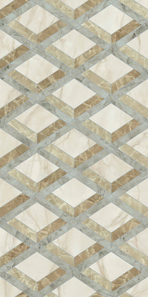 Гранит керамический 60014144 TARSIA Lozenge Avorio DECO Lux 3D RETT 60x120x0,9 см