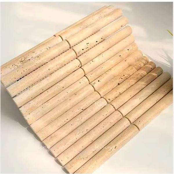 Мозаика из травертина матовая PIX362 Yellow Travertine, Convex (2x15,1) 30х30,5x1,2 см
