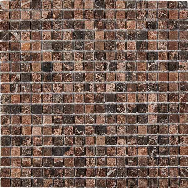 Мозаика из мрамора матовая PIX219 Dark Emperador (1,5x1,5) 30,5х30,5х0,4 см