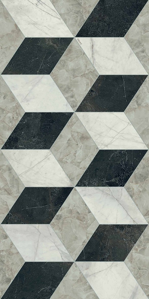 Гранит керамический 60014098 TARSIA Cubical Nero Lux DECO 3D RETT 60x120x0,9 см