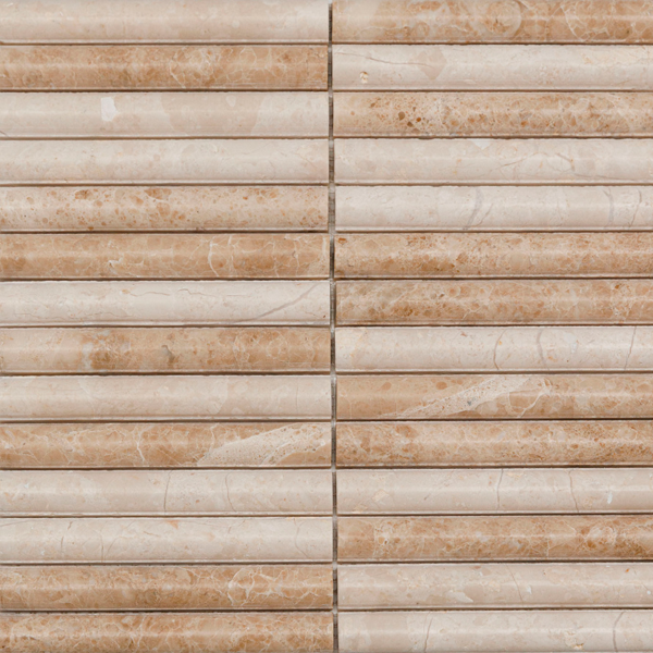 Мозаика из мрамора матовая PIX346 Capuccino, Convex (2,0x15,1) 30,0х30,5х1,2 см