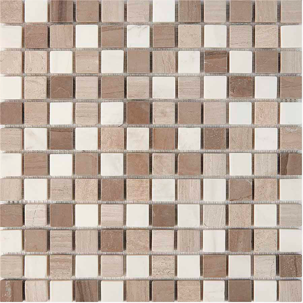 Мозаика из мрамора матовая PIX279 WhiteWooden, DolomitiBianco, AthensGrey (2,3x2,3)30,5х30,5х0,6см
