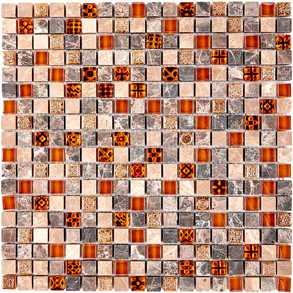 Мозаика из мрамора и стекла глянцевая PIX720 (1,5x1,5) 30х30х0,8 см