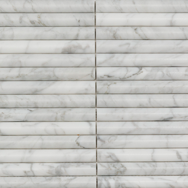 Мозаика из мрамора матовая PIX342 Bianco Carrara, Convex (2,0x15,1) 30,0х30,5х1,2 см