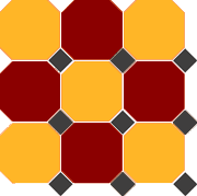 Гранит керамический 4421/20 OCT14-B Brick Red 20 Ochre Yellow 21 OCTAGON/Black 14 Dots 30x30 см