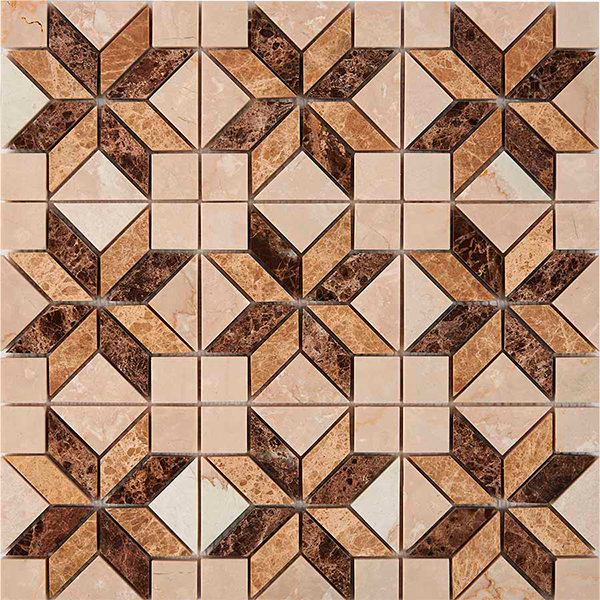 Мозаика из мрамора полированная PIX286 Botticino, Dark/Light Imperador (2,3x2,3) 29,8х29,8х0,6 см