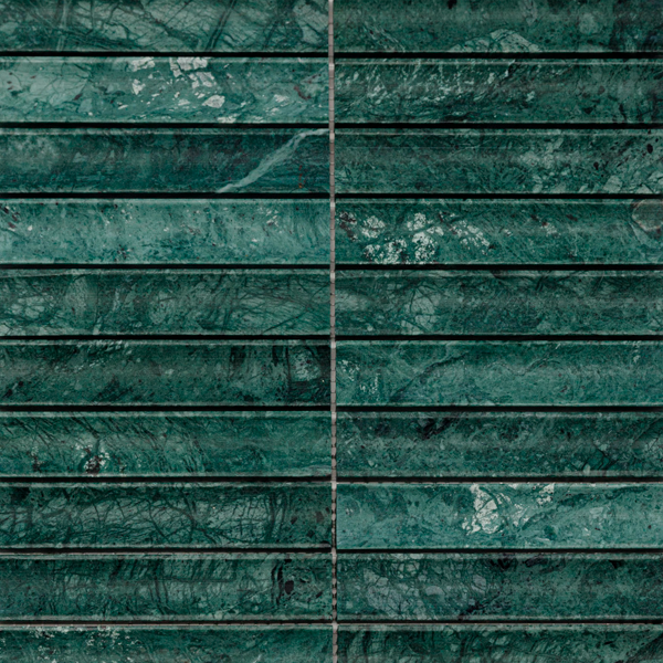 Мозаика из мрамора матовая PIX344 Spider Green, Concave (3,0x15,1) 30,5х31,8х1,2 см