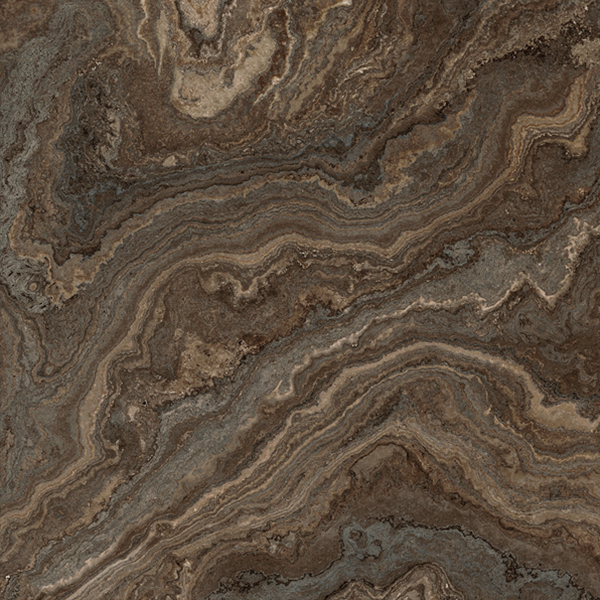 Гранит керамический RHAPSODY 117462 BROWN WAVE POLISHED  RETT 60x60x0,7 см