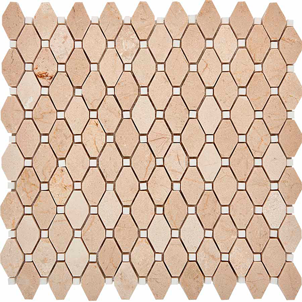 Мозаика из мрамора полированная PIX285 Cream Marfil, Thassos White  (3,9x2,4) 28,6х29,5х0,7 см