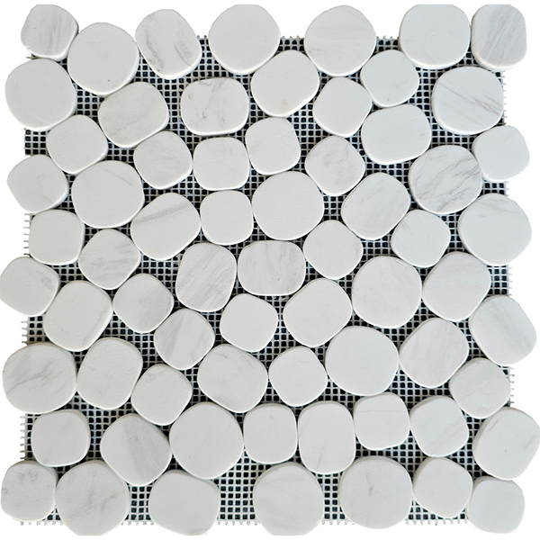 Мозаика из мрамора матовая PIX310 Volakas White (чип произвольный) 30х30х0,6 см