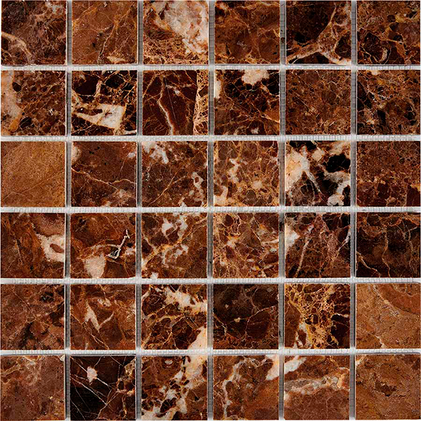 Мозаика из мрамора глянцевая PIX218 Dark Emperador (4,8x4,8) 30,5х30,5х0,6 см