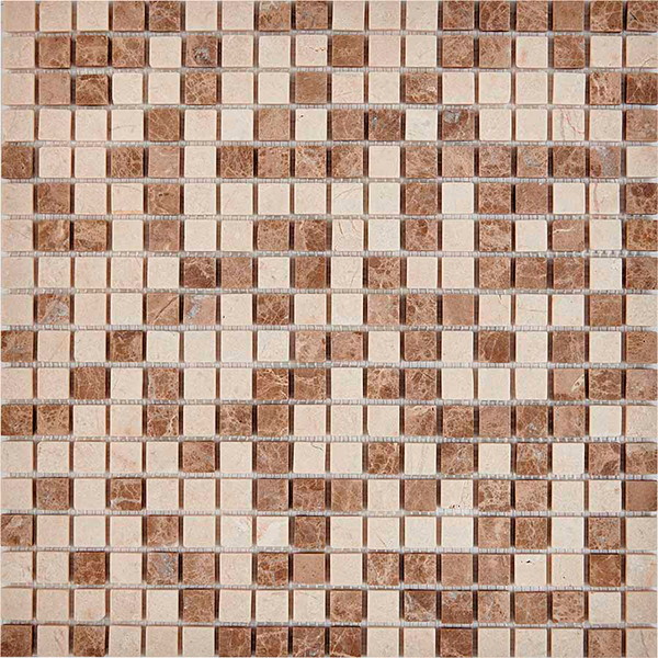 Мозаика из мрамора матовая PIX275 Emperador Light, Crema Nova (1,5x1,5) 30,5х30,5х0,6 см