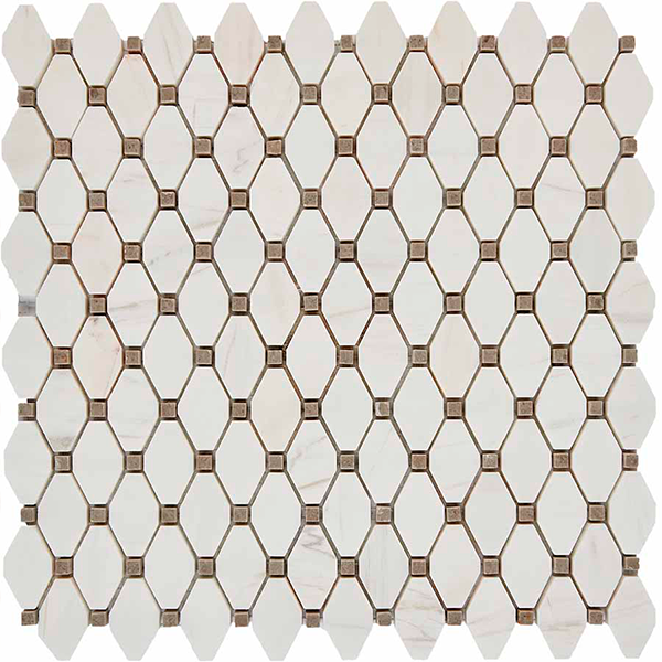 Мозаика из мрамора полированная PIX284 Bianco Dolomite, Cinderella Grey (3,9x2,4) 28,6х29,5х0,7 см