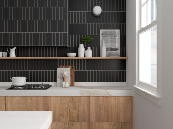 Плитка керамическая настенная 28521 COSTA NOVA ONDA Black Matt 5x20 см